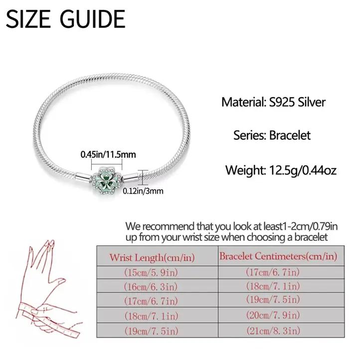 Bracelet en argent sterling 925 avec trèfles à quatre feuilles pour femmes, bijou de fête et cadeau personnalisable avec breloques DIY