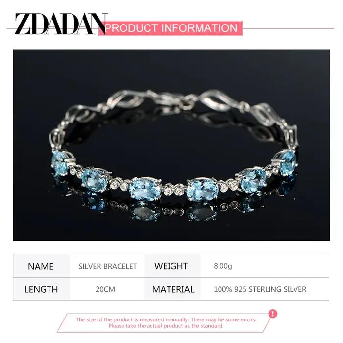 ZDADAN – Bracelet aigue-marine en argent Sterling 925