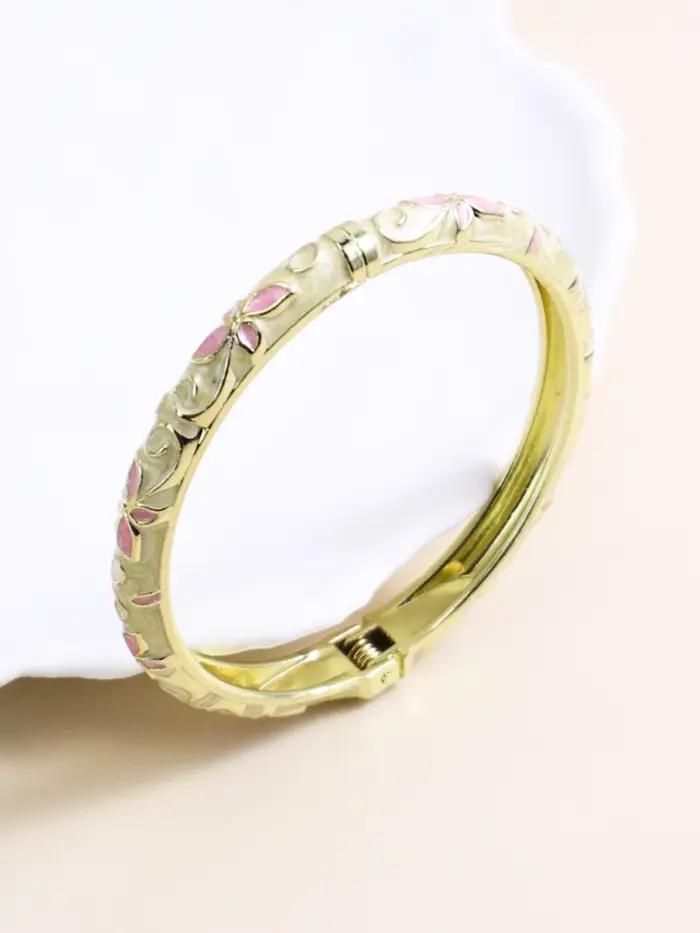 Bracelet cloisonné en alliage émaillé incrusté de diamants