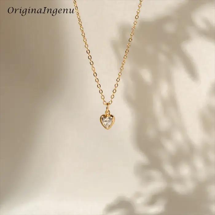 Collier en forme de cœur rempli d'or 14 carats