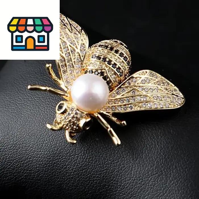 Broche de la série Insectes, délicate broche petite abeille, bijou en strass de cristal