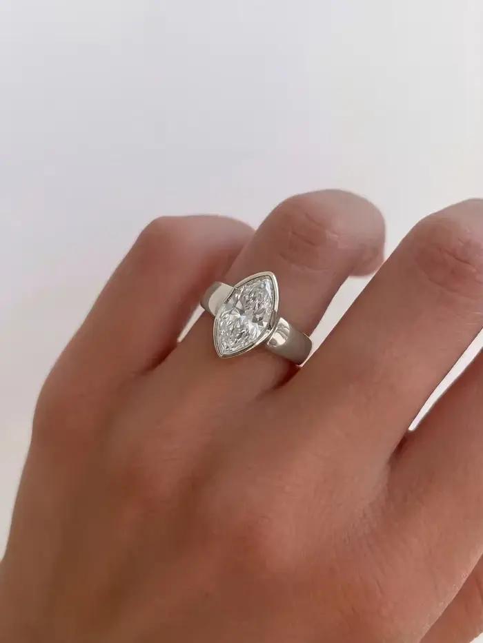 Bague en argent Sterling 925 en Zircon Marquise brillant