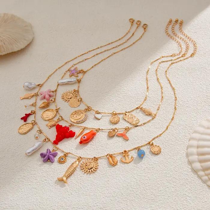 Collier bohème en perles d'imitation réglables