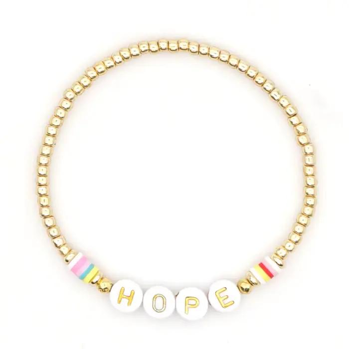 GO2BOHO LOVE lettre Bracelets Heishi vinyle perlé Bracelet pour femmes à la mode saint valentin bijoux Femme perles dorées