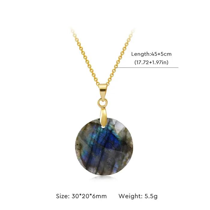 Collier avec pendentif en Labradorite naturelle, haut de gamme, léger, de luxe, forme irrégulière, cadeau pour femmes, amis, soirées, bijoux de voyage