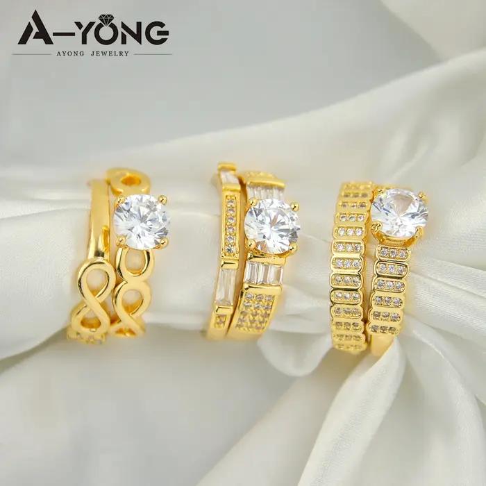 Bague de cocktail plaquée or 21 carats pour femmes