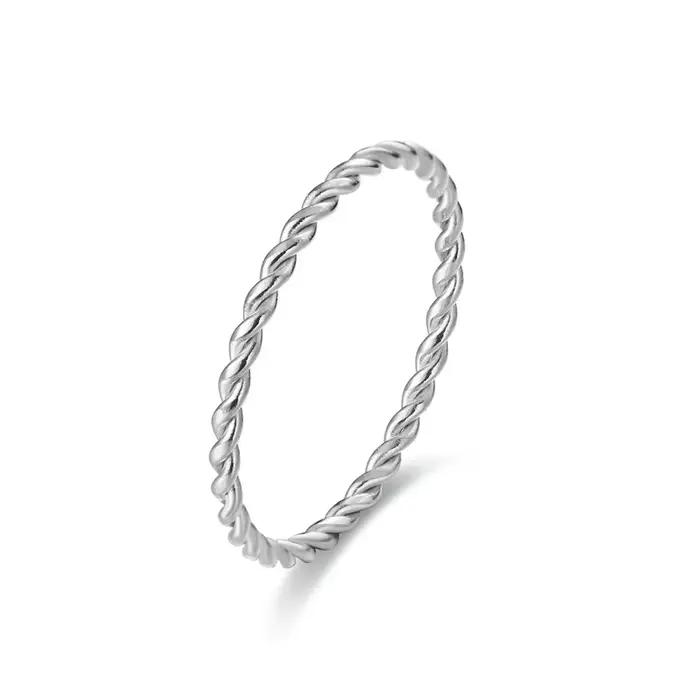VIVILADY Bague torsadée en acier inoxydable de qualité, motif géométrique, pour femme et couple, bij