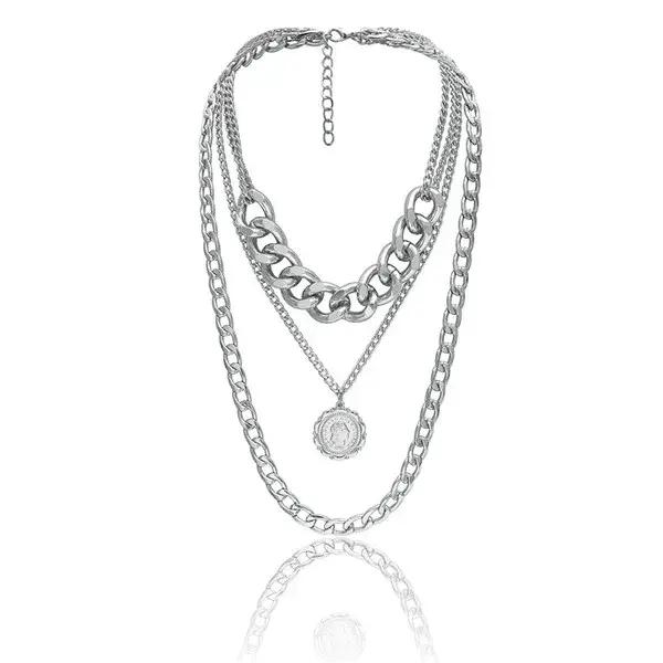Collier bohème multicouche en métal doré pour femme
