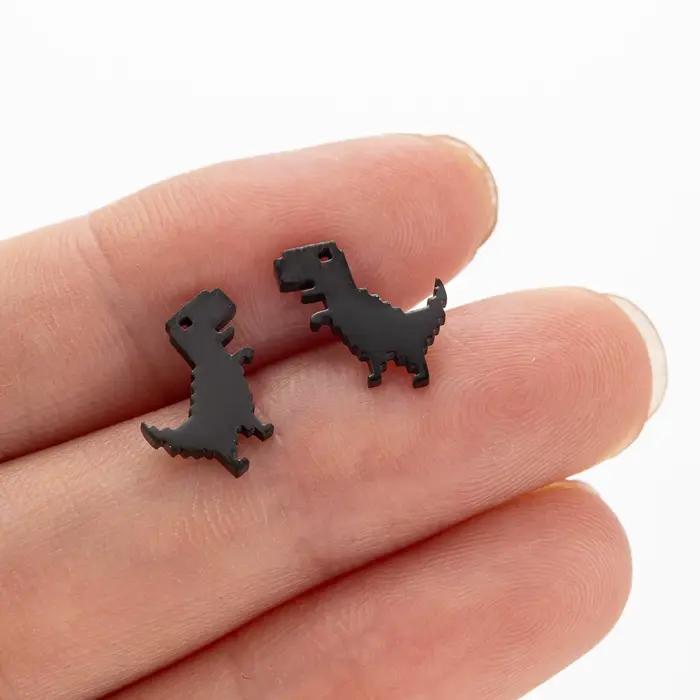 1 paire nouvelle mode minimaliste mignon femme en acier inoxydable Mini dinosaure boucles d'oreilles pour filles bijoux accessoire cadeaux