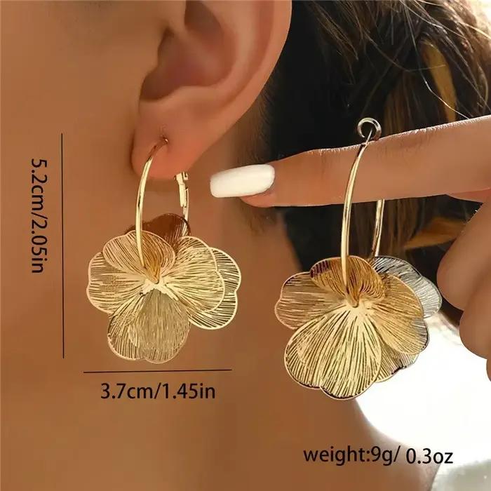 Boucles d'oreilles pendantes en forme de fleur et de papillon