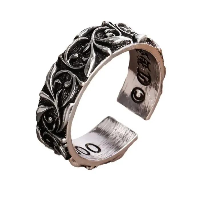 Bague rétro éternelle couleur argent Punk gothique Vintage anneau ouvert bijou de créateur fait à la main cadeau unisexe pour homme et femme occasions spéciales partys