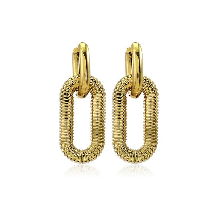 Boucles d'Oreilles Rectangulaires en Acier Inoxydable pour Femme