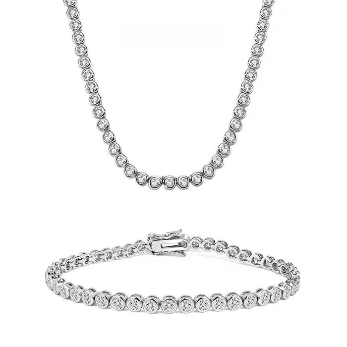 Collier tendance en or 14 carats avec diamants de laboratoire de 3 mm