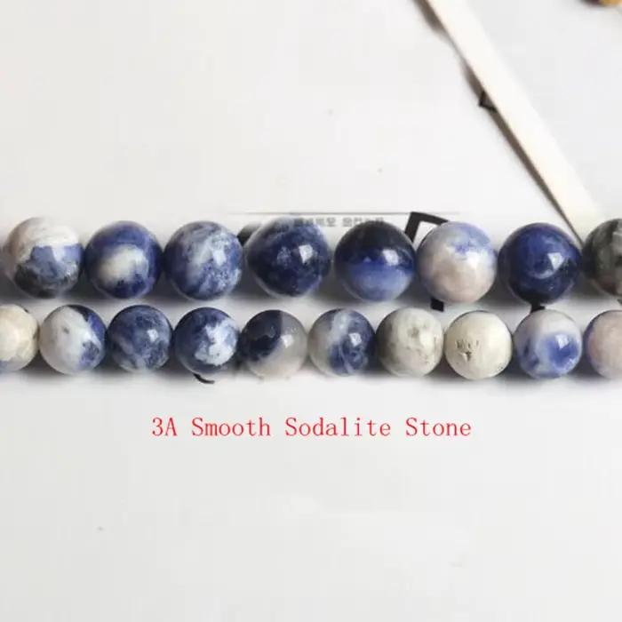 Collier et bracelet en pierre de sodalite ronde de couleur naturelle, bijoux DIY, perles en vrac, 15
