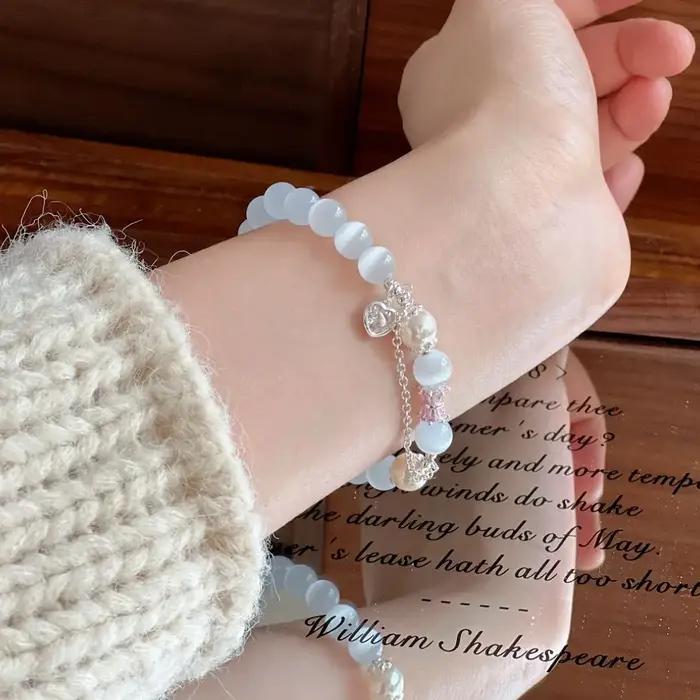 Bracelet perlé en opalite 2026 – Bijou minimaliste et élégant pour femme