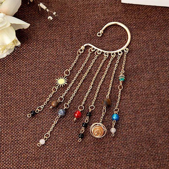 Boucles d'oreilles soleil cosmique en cristal terre saturne