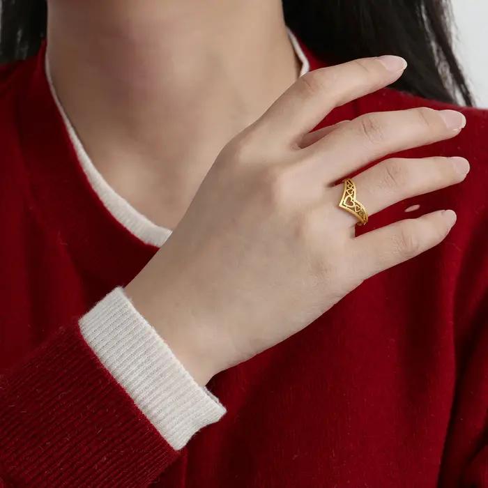 Cazador-Bagues coeurs creux esthétiques pour femmes et filles
