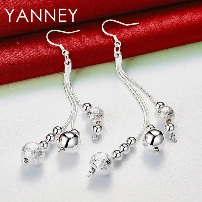 Boucles d'oreilles en argent Sterling 925 pour femmes élégantes perles à pampilles style moderne mariage occasions spéciales