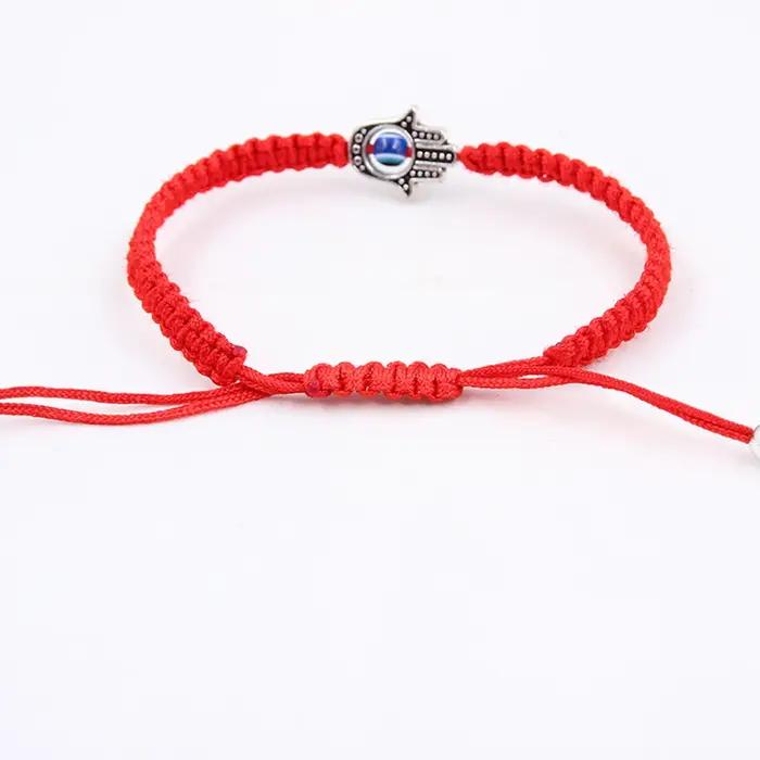 Corde rouge Hamsa main mauvais œil chanceux Kabbale Boho Festival Chic Bracelet oeil bleu perle ronde Bracelet mode Couple bijoux