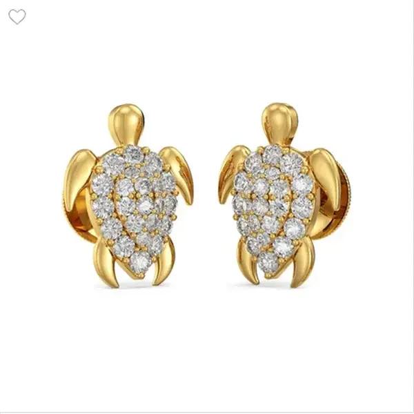 Boucles d'oreilles tortue de mer en cristal blanc pour femmes
