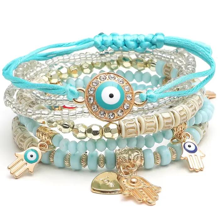 Ensemble de bracelets bohème mauvais œil pour femmes