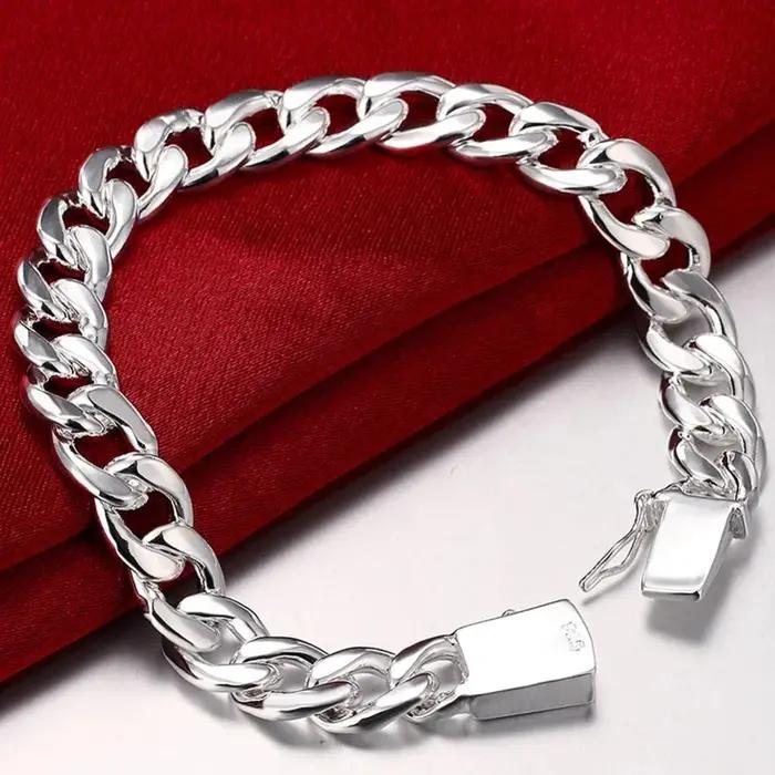 Bracelets en argent regardé 925 pour hommes et femmes, breloques classiques fines, chaîne géométriqu