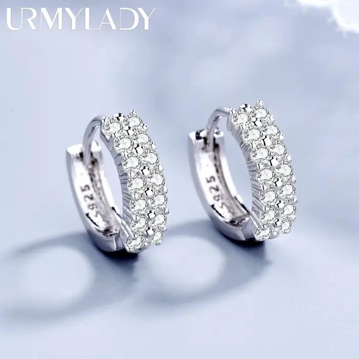 URMYLADY 925 boucles d'oreilles en argent Sterling aiguille mode haute qualité bijoux Double rangée