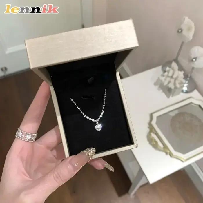 Collier en Argent Pur Scintillant de Luxe avec Zircon pour Femme