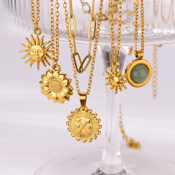 Collier géométrique en acier inoxydable pour femmes