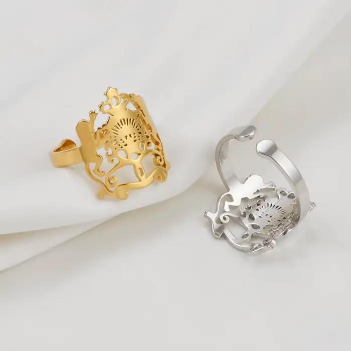 Bague Carte du Maroc Anniyo Ajustable pour Femmes Bijoux en Acier Inoxydable # 540662