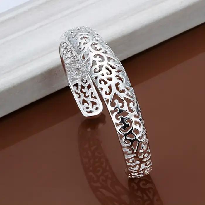 Bracelet ouvert en argent Sterling 925 pour femmes et filles