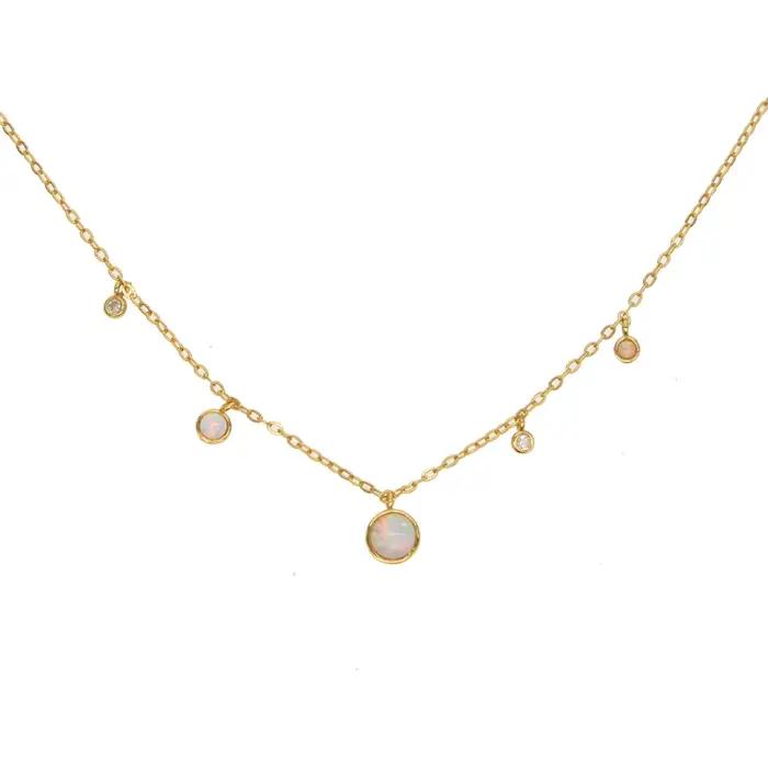 Véritable 925 argent pierres de lune cz station bijoux chaîne femmes élégantes superbe belle opale b