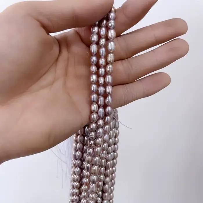 Perle d'eau douce naturelle de riz violet poli