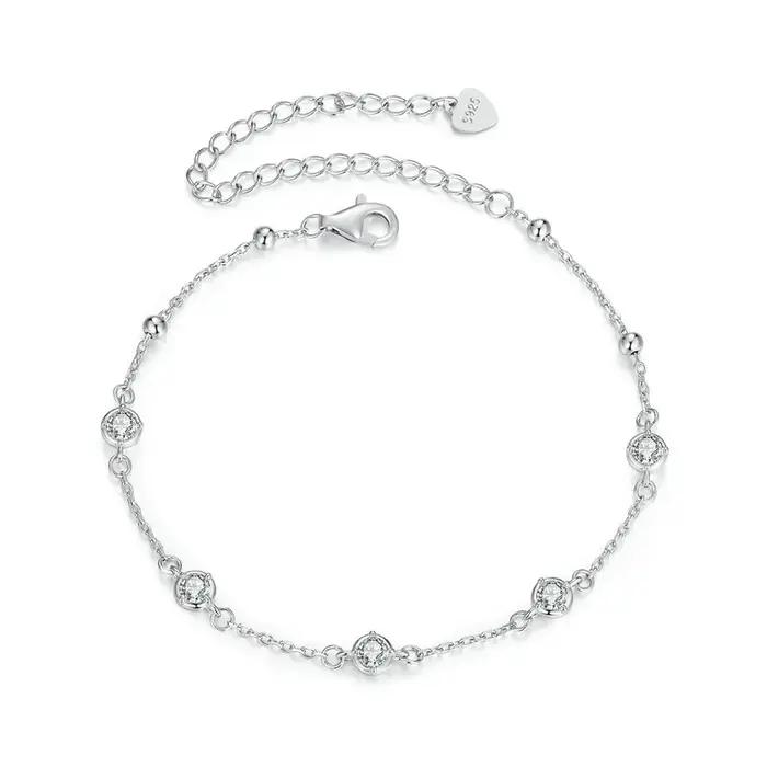 Bamoer – Bracelet en argent Sterling 925 pour femmes, design unique à 5 moissanites, bijoux fins, co