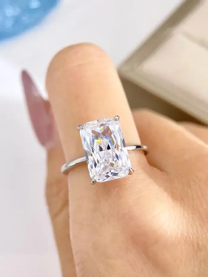 DWJ – bague rectangulaire brillante en argent Sterling 925
