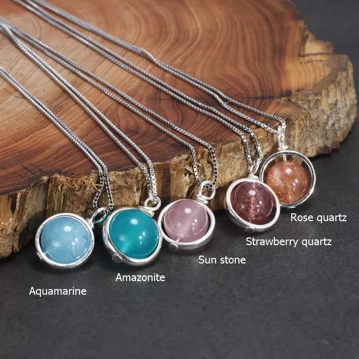JOSimple-Collier avec Pendentif en Labrumen et Argent Sterling 925 group pour Femme
