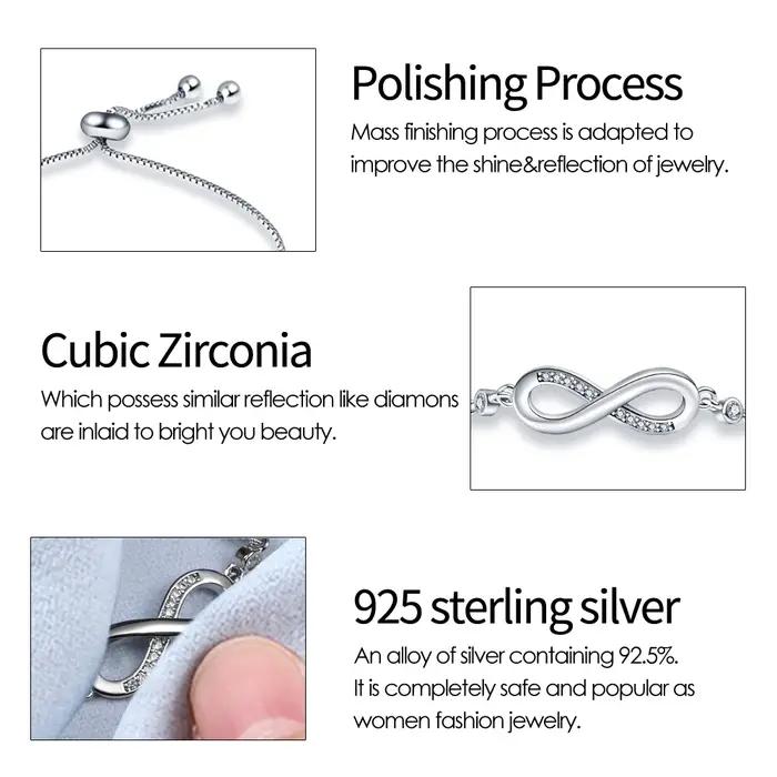 Bracelet réglable en argent Sterling 925 authentique pour femme