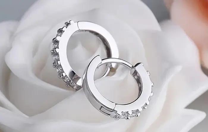 Mode coréenne 925 boucles d'oreilles en argent Sterling 10mm cercle Zircon cerceau boucle d'oreille pour Grils femme accessoires de mariage bijoux cadeaux