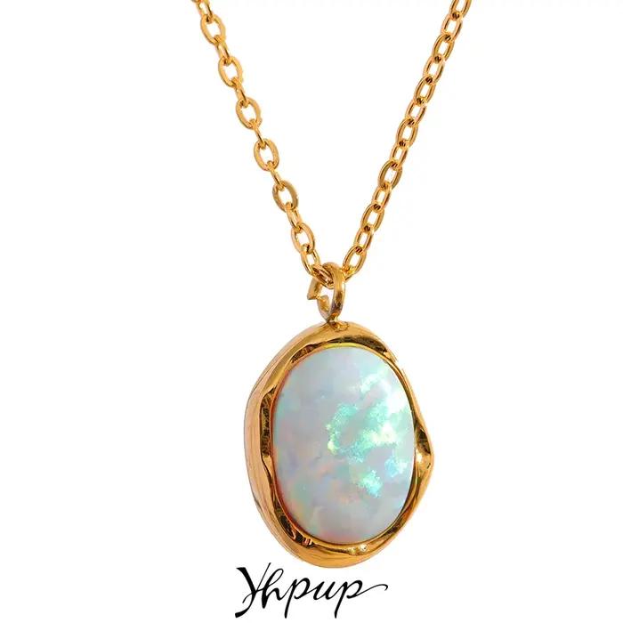 Yhpup – collier avec pendentif en pierre opale traitée