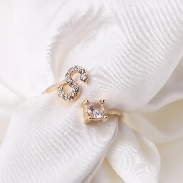 Bague ajustable classique pour femme avec initiales A-Z