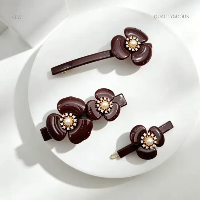 Élégante pince à cheveux florale de style parisien pour femmes et filles, bijou de cheveux fait main, accessoire ornemental