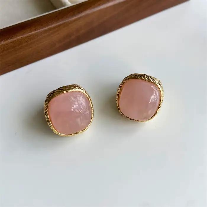 Bague en cristal rose, bijoux vintage en métal tendance pour l'index