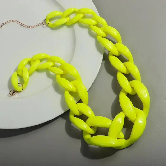 FishSheep-Collier Chunky Jaune en Acrylique pour Femme, Grand Ras du Cou en Résine, Bijoux Unisexe, Cadeaux de ix