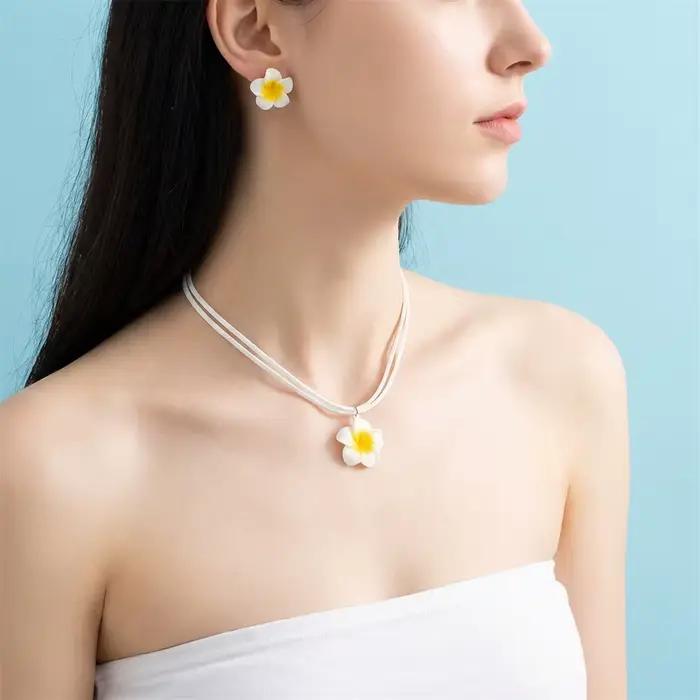 Parure de bijoux bohème élégante avec grandes fleurs pour femme