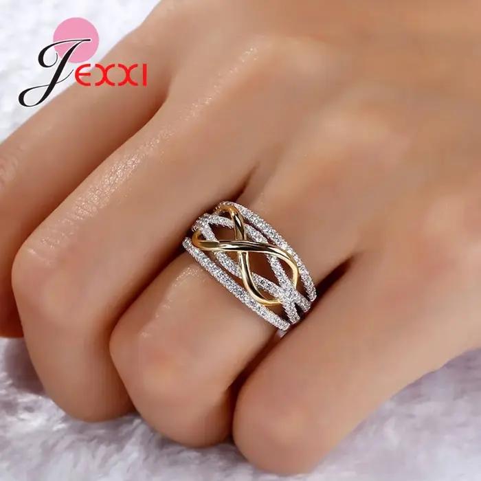 Bague d'amour infini en argent sterling 925 avec zircon cubique brillant