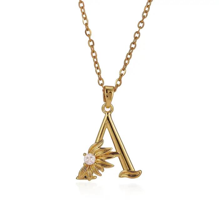 Collier initial en or fin avec pendentif fleur de marguerite, bijoux personnalisés minimalistes avec