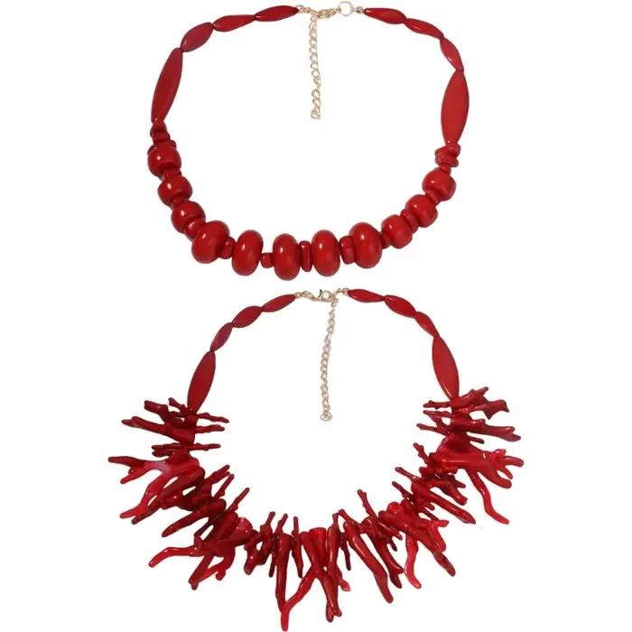 Collier corail irrégulier élégant avec chaîne longueur réglable