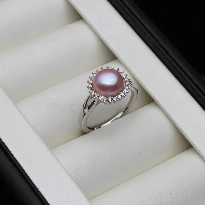 Bague en argent Sterling 925 avec perles pour femme