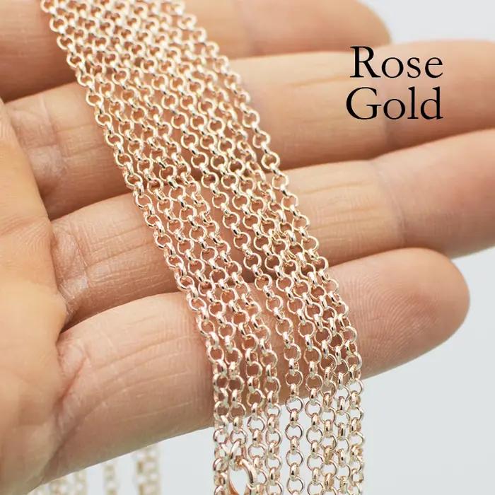 20 Pièces Rolo Chaîne Collier pour Femmes En Gros Or Couleur Bronze Cuivre Noir Argent Plaqué