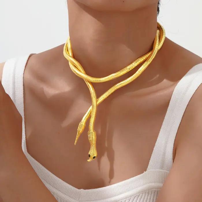 Collier ras du cou serpent pour femmes, collier épais Punk multicouche réglable, tout nouveau cadeau